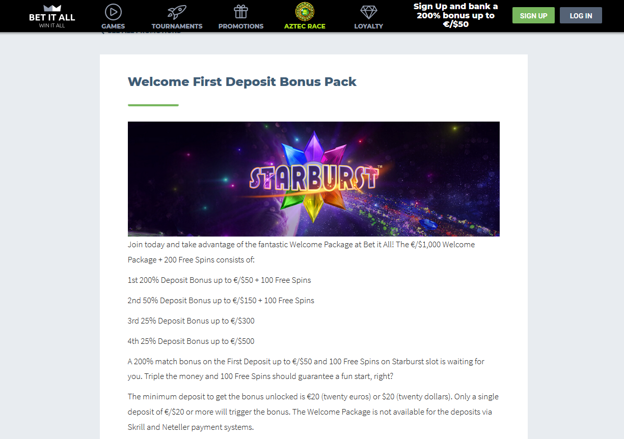 1000€ Welcome Package + 200 Free Spins + 100 Super Spins no deposit!