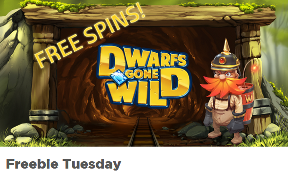 10 Freespins today and every Tuesday