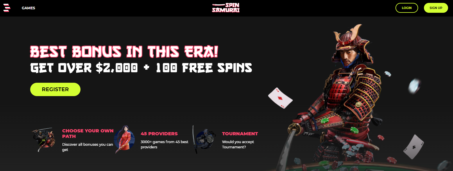 Get 100 Freespins at the new Casino Spinsamurai